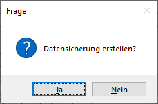 Frage vor Start der Datensicherung.