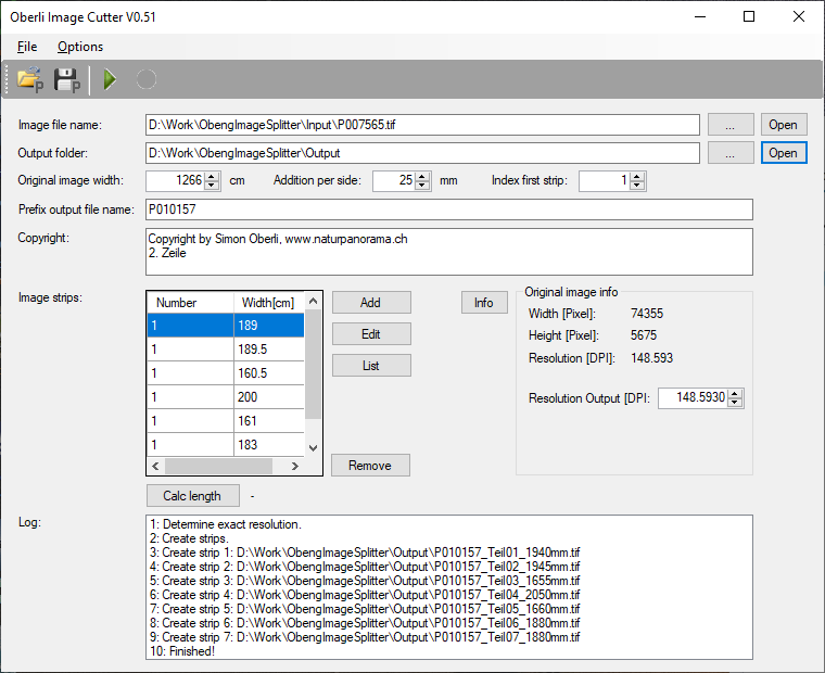 Screenshot Oberli Image Cutter