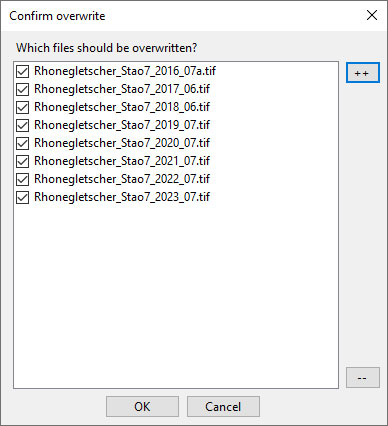 Before/After images: Confirm overwriting of files.
