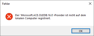Fehlermeldung bei fehlendem Provider