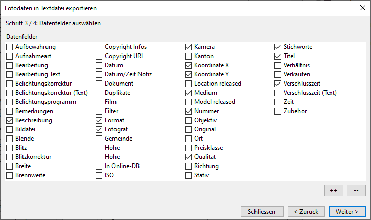 Fotodaten in Textdatei exportieren Schritt 3 / 4