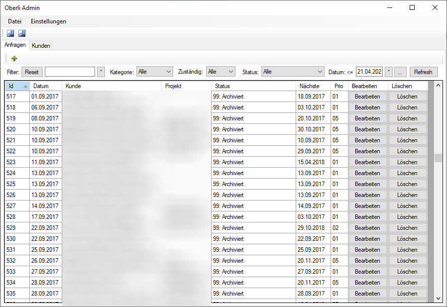 Screenshot Oberli Admin